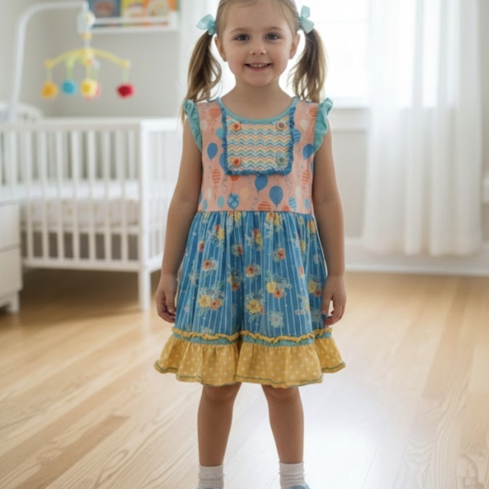 Matilda Jane Blue and Yellow Kids Casual Dress